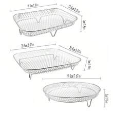 1/3pcs Stainless Steel Stackable Fryer Rack Kit, 304 Stainless Steel Dehydrator Racks With Air Flow, Suitable For Frying & Grilling - Nhiều màu - Xem 3