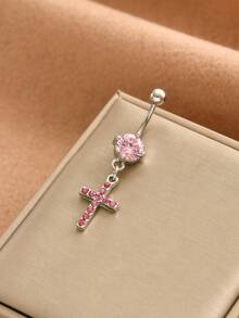 不锈钢脐环，镶有水钻，防过敏，适合万圣节，- 心形、十字架、蝴蝶、枫叶、椰子树、乌龟、蜜蜂、高跟鞋、骷髅、牛头、蜘蛛 - 肚臍環 - 查看 13