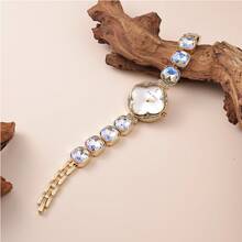 Ever Move 1PC Elegant Lady Quartz Watch-Casual Style With Stainless Steel Gemstone-Inlaid Strap And Round Zinc Alloy Case - one-size - View 2