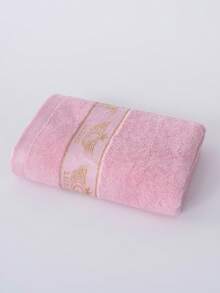1件/2件装金线翅膀字母刺绣竹纤维毛巾套装，超柔软、高吸水性、不掉毛，现代奢华浴室毛巾，情侣礼物，家居轻奢浴室配件 - 淺粉色 - 查看 9