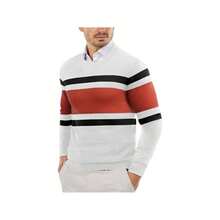 Men's Crew Neck Sweater Slim Fit Lightweight Sweatshirts Knitted Pullover For Casual Or Dressy Wear - 白色/鐵鏽紅色 - 查看 1