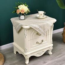 Rustic Farmhouse Embroidered Small Square Tablecloth Jacquard Striped Table Cloth Linen Washable Side Table Cover Kitchen Dining Home Decoration Yellow 24x24 Inch