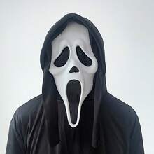 1pc Scary Screaming Ghost Face Mask, Latex Horror Mask Prop For Party, Masquerade, Costume Play, Funny Frightening Headgear - Multicolor - View 5