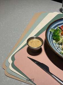 2/4/6pcs PU Placemat Set, Suitable For Indoor & Outdoor Kitchen Dining Table, Washable & Heat Resistant, Wipe Clean Placemats & Coasters, Applicable For Camping, Holiday, Wedding, Party - Multicolor - View 23