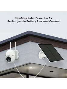 8W Solar Panel Charger For Security Cameras, Solar Charger, USB Solar Panel For Outdoor 5V Rechargeable Battery Camera, Small Solar Panels, High Conversion Rate, Type-C USB Charging Interface, Easy To Install, Solar Panel For Rechargeable Battery Device Such As Ring Camera, Doorbells, Lights & Monitoring Equipment, 360-Degree Adjustable 6.5Ft Cable, 8W Output Power, 1pc
