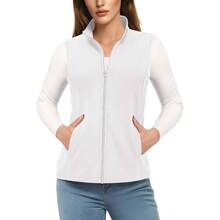 Chaleco Polar con Cremallera Completa de tamao Chaleco de Lana para Mujer - Grande + Blanco - Ver 2