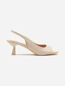 Women's Casual Solid Color Comfortable High Heel Sandals For Daily Wear, Summer - Beige - View 3