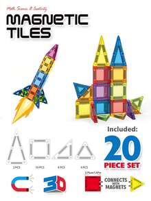 ODAPTO 20/38/60pcs Mini Magnetic Tile Toys With Metal Box, Portable Magnetic Building Blocks, Convenient For Play & Storage, Suitable For Festival & Birthday Gifts