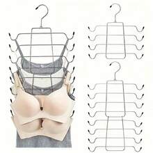 Stainless Steel 4-Layer Heavy Duty Hanger With Adjustable Non-Slip Pad And Space-Saving Design - Anti-Wrinkle Wardrobe Organizer Shirts, Dresses, Coats - Durable Metal Clothing Hooks Home And Retail Storage