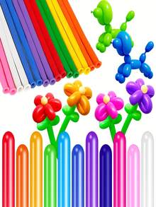 20/50/100/200个装鲜艳乳胶气球，可扭成各种形状，图案包括彩虹和卡通人物，适用于婚礼、生日、情人节、感恩节装饰，附赠气球拱门支架套装 - 彩色 - 查看 2