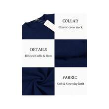 Men's Crew Neck Sweater Slim Fit Lightweight Sweatshirts Knitted Pullover For Casual Or Dressy Wear - 深藍色 - 查看 6