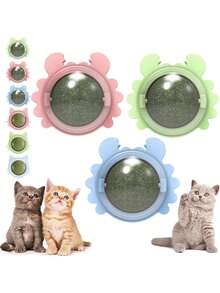 3pcs Catnip Silvervine Ball Toys, Extra Cat Energy Ball, Edible Cats Lick Kitten Chew, Teeth Cleaning Dental Wall Treats, Concentrated Flavor For All Breeds - 隨機顏色 - 查看 5