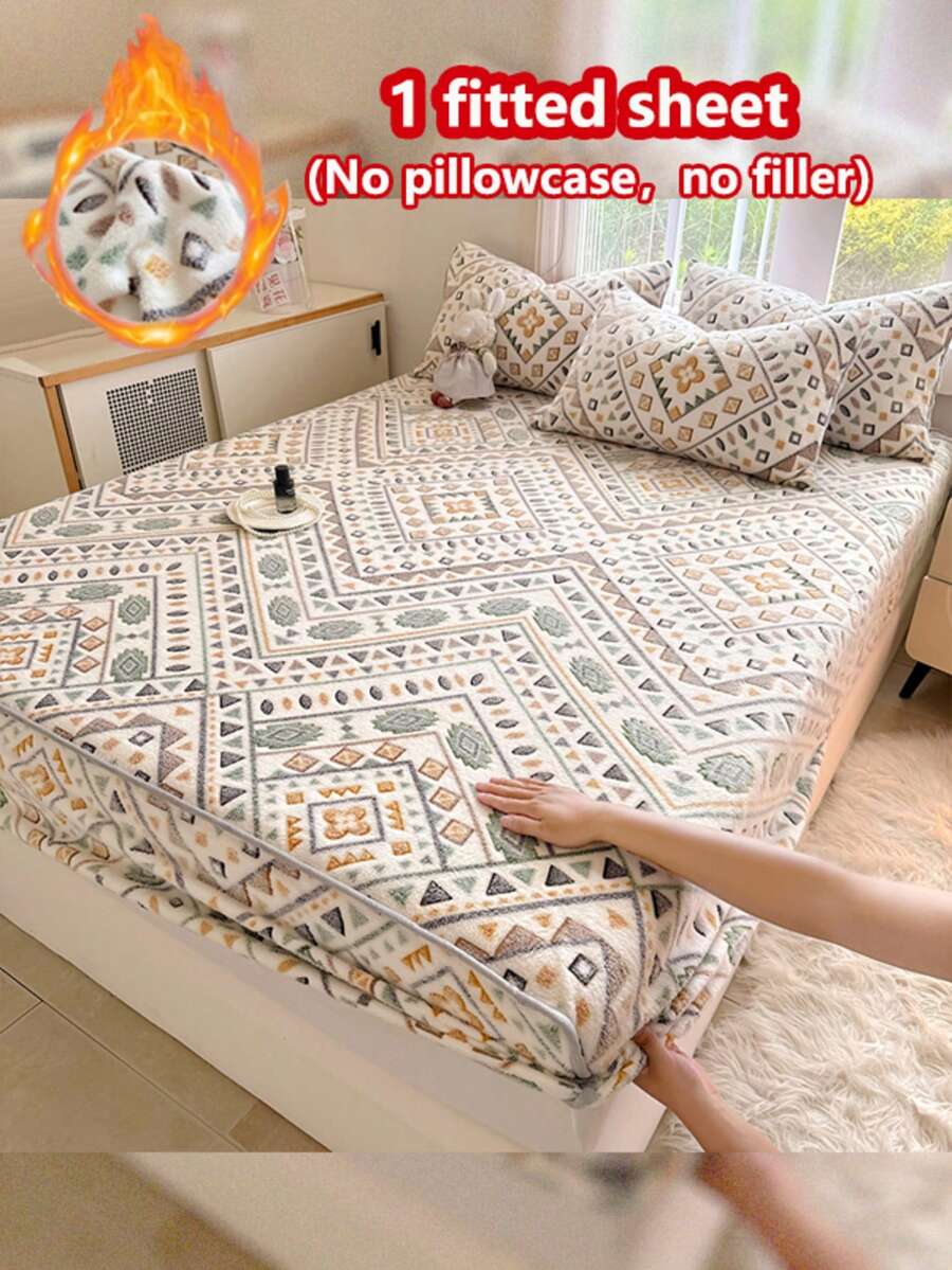 1 tấm bọc nệm dày, mềm mại, thoáng khí, in hình bông tuyết (Kích thước đôi), ấm áp khi chạm vào, thấm hút ẩm, bảo vệ nệm chống trượt, dễ tháo rời và giặt bằng máy, phù hợp với mọi mùa, độ sâu 11 inch