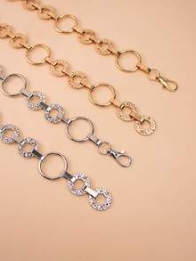Fashionable Metallic Waist Chain Belt, Versatile Decoration For Dresses, Gold & Silver Color