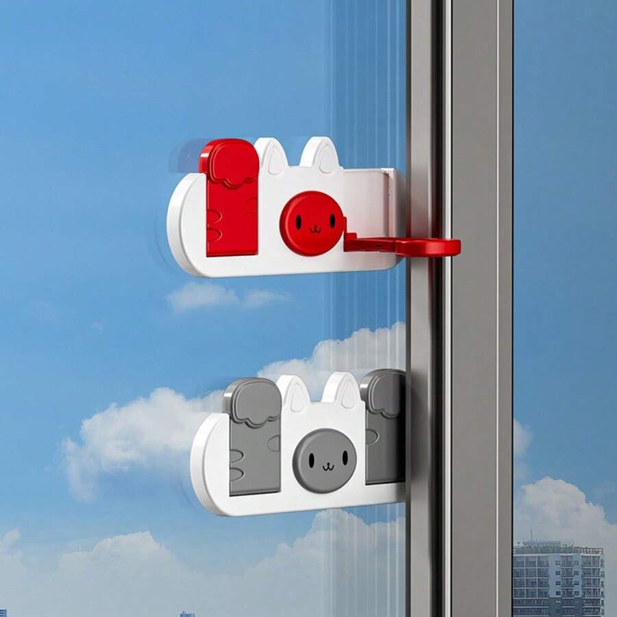Limitador de Janela com Desenho de Gato, Trava para Porta de Armário Infantil, Puxadores Invisíveis para Guarda-Roupa e Eletrodomésticos Infantis, Barreira Dobrável Multifuncional, Design Fofo de Desenho Animado, Ideal para Pais e Filhos, Casa, Todas as Estações, Adequado para Bebês, Crianças em Idade Pré-Escolar, Pais Jovens, Famílias com Crianças, Presente para Recém-Nascidos, Dia das Crianças, Natal, Aniversário, Halloween, Proteção para Quarto Infantil, Cozinha, Proteção para Quarto, Fixação de Portas e Janelas, Trava para Gavetas, Proteção para Móveis, Dispositivo Antiesmagamento