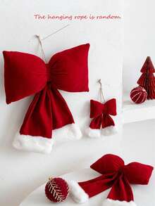 Nuevo conjunto de 3 piezas con lazo 2025, gran lazo rojo navideño, accesorios de decoración de fiesta, adornos para el árbol de Navidad, accesorios de embalaje de regalos navideños, decoraciones navideñas para el hogar, decoración de habitaciones de invierno