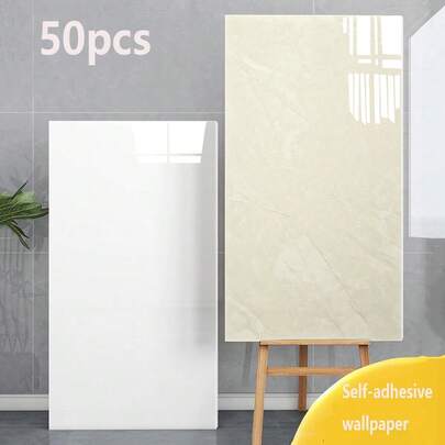 50 piezas de 9㎡ Paneles de pared de mármol autoadhesivos, aspecto de mármol, ideales para: cocina, baños, salas de estar, dormitorios, chimenea, azulejos de ducha
