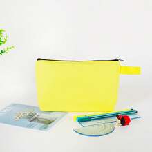 1pc Colorful Canvas Pencil Case, Zipper Style Hand-Held Makeup Bag, Organizing And Storing Stationery Bag, Multi-Color Pencil Case, Hand-Held Bag, Cosmetics Storage Hand-Held Canvas Bag, Simple And Portable,The Color Of The Handle Is Random