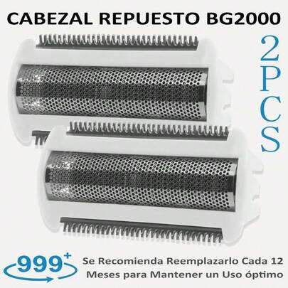BG200040 Cabezal de Repuesto 2PCS, Compatible con Repuesto Rasuradora, Afeitado Eficiente, Apoyar Lavado con Agua, para Norelco Bodygroom Serie 7000, 5000, Blanco