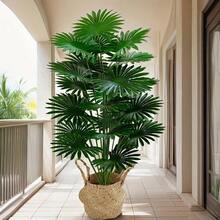 Artificial Areca Palm Plant, Natural Trunk And Real Touch Leaves, Fake Palm Tree With Stable Black Pot, Artificial Plant Suitable For Indoor And Outdoor Modern Decor, Housewarming Gift - Green - View 1