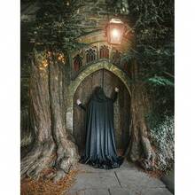 Women's Full Length Witch Cloak Character Velvet Cape Fancy Cosplay Costume{"Color_name":"Black"} - Black - 查看 5