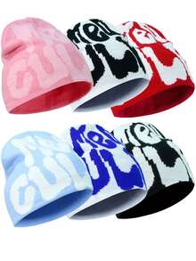 Y2K Graphic Beanie Hat, Unisex Gothic Style Knitted Warm Casual Outdoor Winter Hat, Acrylic Blend Breathable Slouchy Beanie For All Seasons Accessories For Winter Winter Clothing - A - View 1