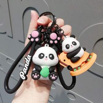1pc Cartoon Panda Keychain & Key Ring, Car Key, Phone/Bag Pendant Charm, Gift Christmas Bag Charms Car Accessaries Teacher Friend Sister Gift Ideas