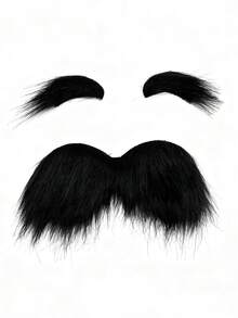 1 Set Unisex Fake Mustache And Eyebrows With Adhesive, Novelty Facial Hair Costume Accessories, Suitable For Cosplay, Party, Funny Jokes, Beard Decoration, Suitable For Games, Parties, Halloween, Christmas, Thanksgiving - Multicolor - View 16
