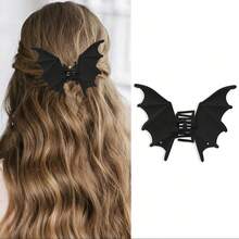 1pc 4-Inch Halloween Bat Hair Clip, Matte Black Bat Wing Hair Clip,Halloween Party Costumes And Accessories, Multifunctional Women's Daily Accessories, Women's Accessories, Suitable For Daily Wear, Holiday Decoration, Gifts And Gifts - 黑色 - 查看 7