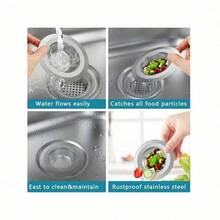 2pcs Stainless Steel Kitchen Sink Strainer For Washing Vegetables - Large Size, Diameter 4.5 Inches, Anti-Clogging Microporous Type, Wide-Edge Drainage Filter - one-size - 查看 8