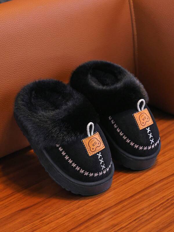 Kids Slippers Autumn/Winter Cartoon Big/Small Children Boys Indoor Home Warm Plush Girls Thick Fluffy Fashion Comfortable House Slippers