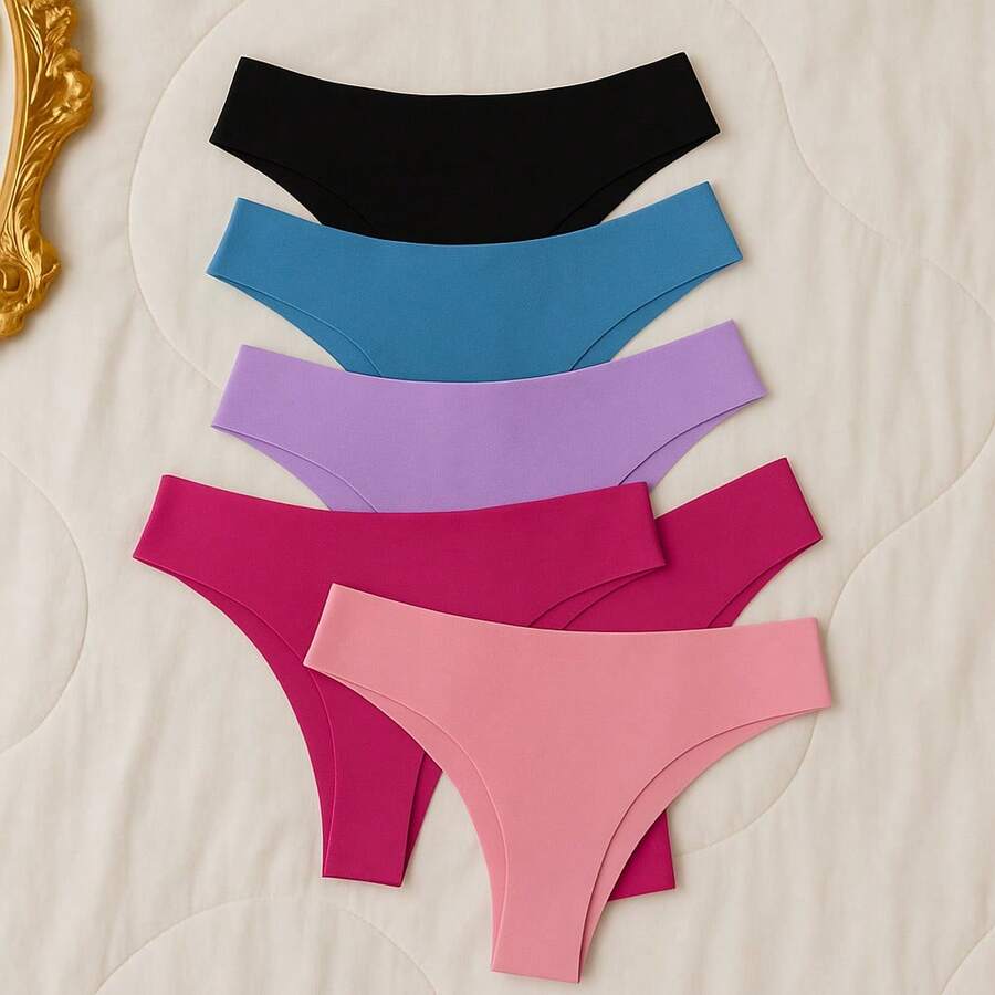 Kit 5 Calcinhas Femininas S Costura Tanga Invisível Corte a Laser Confort Dia  Dia  Não Marca Roupa