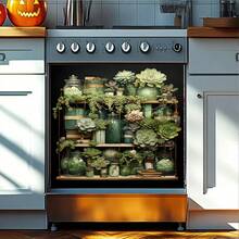 Magnetic Stickers, Succulent Green Plant Dishwasher, Refrigerator Stickers, Stove Cover Pads, Enhance Space Quality, Make Appliances Wear-Resistant And Scratch-Resistant, Self-Adhesive, Firmly Attached, Suitable For Refrigerator, Dishwasher, Sterilizer, Washing Machine