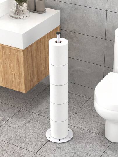 1 pieza Portarrollos de papel higiénico para baño, dispensador de rollo de papel higiénico independiente con almacenamiento de rollo adicional, organizador de gran capacidad, soporte vertical para papel higiénico para accesorios y herramientas de baño