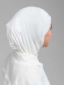 1 chiếc khăn choàng cổ dài hai lớp, màu trơn cổ điển, chất liệu vải mềm mại như lụa, thích hợp cho sinh hoạt hàng ngày và các hoạt động thể thao ngoài trời. - trắng - Xem 7