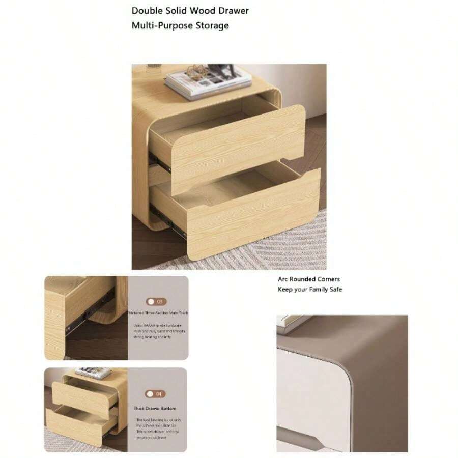 Modern Night Stand, Multifunctional Storage Bedside Cabinet Sofa Side Table Nordic Bedside Table with 2 Drawers Living Room, Bedroom and Small Spaces Color: D, Size: 50 * 37 * 48cm - 40*37*48CM + E - Ver 1
