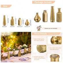 - Jarrn de vidrio dorado de 8 jarrones pequeos para flores a granel, botellas clsico para centros de mesa de boda para decoracin de mesas, decoracin decorativa para centro de mesa del hogar - 4 + Dorado - Ver 1