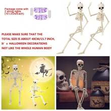 2 Pack 15 Halloween Skeletons Decorations Full Body MovablePosable Joints Skeleton Toys Indoor Outdoor Halloween Decorations Party Supplies