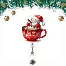 2 pièces/set Porte-badge rétractable de Noël avec cordon, porte-carte d'identité avec étiquette de nom de fête, convient pour les infirmières, les employés de bureau, les enseignants et les étudiants