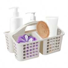 Cesta Porttil para Ducha con 3 Compartimentos, Cesta de Ducha Porttil de Plstico, Organizador de Suministros de Limpieza con Asa, Almacenamiento de Plstico Dividido para Bao - inicial - Ver 2
