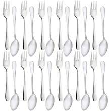 Small Appetizer Forks And Demitasse Spoons Stainless Steel Set Of 24 5.4 Inches Salad Dessert Coffee Cocktail Espresso Flatware