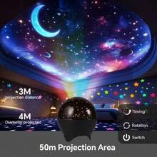 1 Stück Kinder Schlafzimmer Projektionslampe, Märchenhafte bunte LED-Leuchte, schafft warme Atmosphäre Kinder Nachttischlampe, USB-betrieben, traumhafter Sternenhimmel Lampe, Sternenhimmel Projektionslampe, 7-Farben Beleuchtungseffekte Dekoration für Schlafzimmer und Zuhause, Schlafzimmer Dekor Atmosphäre, Kosmos Sterne Mond Projektion/Schlafzimmer Nachtlicht Projektor, Aurora Projektionslampe, für Kinder & Erwachsene Spielzimmer Dekoration/Raumdekoration/Wohnzimmer Dekoration, Schlafzimmer Deckendekor/Hochzeitsdekoration