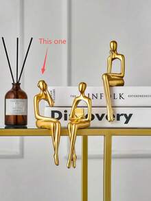 3pcs Gold Thinker Statue Home Decor, Modern Abstract Art Sculpture Decorative Accessories Suitable For Coffee Table, TV Cabinet, Desk, Bookshelf (Gold)