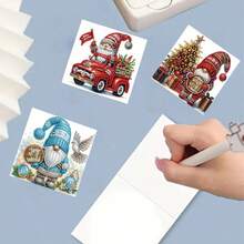 Set de 6 tarjetas de felicitación de pintura de diamantes DIY - Nueva serie de gnomos navideños, tarjetas decorativas hechas a mano con diamantes de cristal y 6 sobres, un regalo coleccionable especial para dejar marcas memorables, adecuado para Navidad, vuelta al colegio, cumpleaños y todas las invitaciones a fiestas, regalo perfecto para familiares, amigos y seres queridos