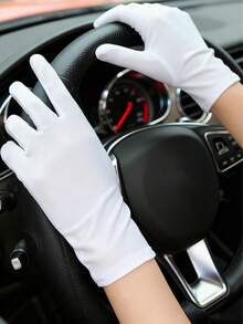 Guantes elásticos de espándex blanco para conducir, actuaciones y baile; guantes industriales ultradelgados para hombres y mujeres.