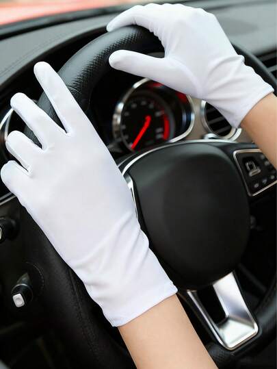 Elastic White Spandex Gloves For Driving, Performing, And Dancing; Men's And Women's Ultra-Thin Industrial Gloves.