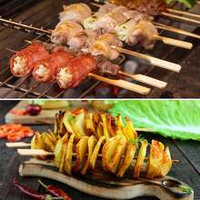 200/100/50/1 pièce (3,54"/4,72"/5,9"/7,87"/11,81" de long) Brochettes en bambou, bâtons de barbecue, brochettes pour aliments grillés, bâtons de tanghulu, également convenant pour le barbecue en plein air, le camping, les amuse-gueules, les fruits, les martinis, le fromage, les sandwichs, les garnitures de fontaine de chocolat, la fondue chinoise, les crevettes tigrées, les brochettes de viande, les garnitures de cocktail, les voyages, les réunions de vacances - Multicolore - Voir 4
