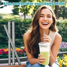 Reusable Straws Stainless Steel Straws  Traveler 40oz, 3PCS Metal Straws  Straw 40 Oz With 2PCS Straw Cleaner Brushes As  Accessories - 3根不鏽鋼吸管 - 查看 7