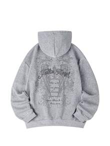 New Minimalist Angel Wings Print Casual Round Neck Long Sleeve T-Shirt, Fashionable & Versatile, Suitable For Women Fleece Hooded T-Shirt, Autumn/Winter - Dark Gray - View 11