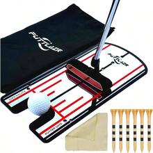Putting Mirror With 6 Tees, Putting Mirror Training Aid Practice Putting Trainer, Gifts Men - Red - View 2